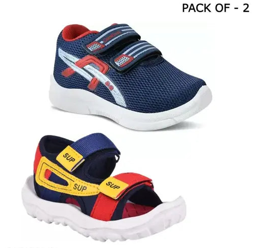 Kids Combo Pack Of 2 Casual Velcro shoe & Velcro Sport Sandal For Boys & Girls