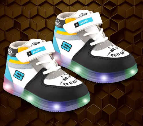 Prattle Foot LED-Schuhe für Kinder, lässige LED-Schuhe mit Klettverschluss, leichte Schuhe, Outdoor-Sportschuhe für kleine Kinder, GlowT101Cgreen-$- 