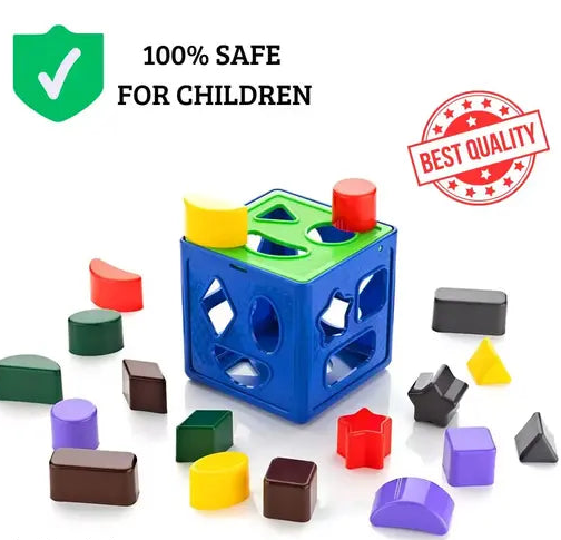 Shape Sorting Cube with 18 Shape and Different Color - Kids Activity Toys - Learning and Educational Toys with Multicolour (ISI Approved) (19 pieces)