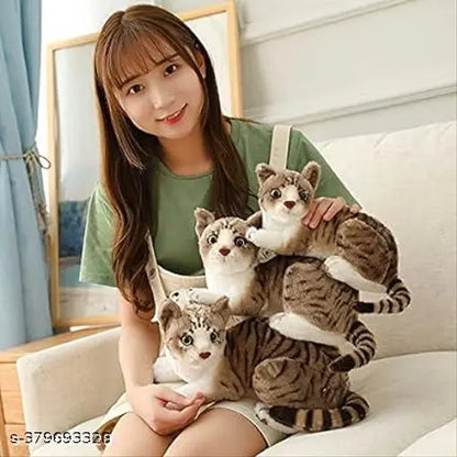 LIPSA TOYS Cat Realistic Plush Toys Soft Toys Stuffed Animals Cute Kids Birthday Animal Baby/Boys/Girls Assorted (Pack 1) (30 Cm)