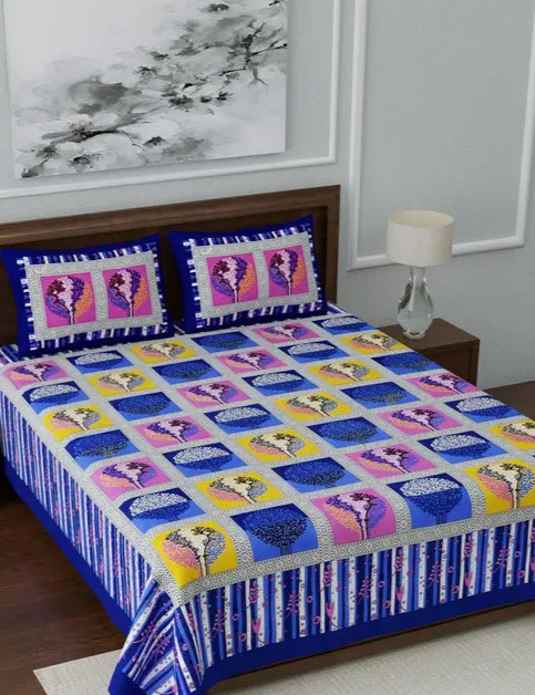 Pure Cotton Double Bedsheet With 2 Pillow Covers