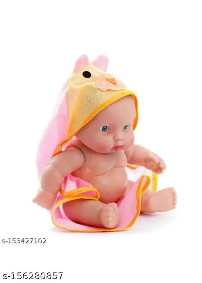 Rubber Natural Looking Baby Toy for Kids with Towel and Movable Hands and Legs for Small Kids |Real Baby Doll Like Real Baby | Natural Brown Color(Small Size