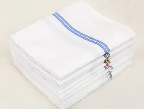 SARTHAK GLOBAL Cotton Premium Collection Handkerchiefs Colorfully Line Hanky For Men - Pack of 6. - White Striped XXL King Size.