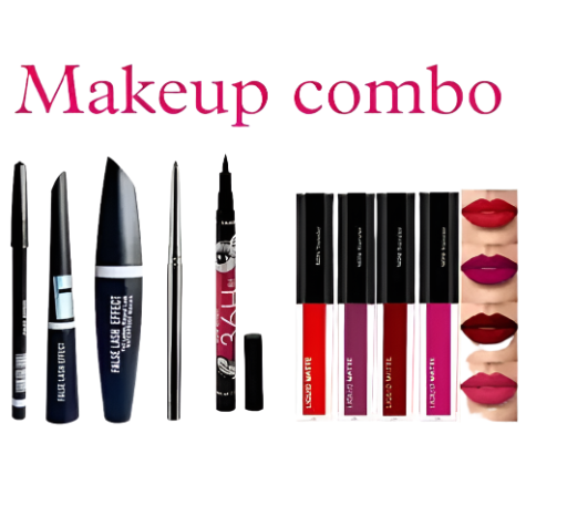 MASCARA, EYELINER, EYEBROW PENCIL, KAJAL AND 36H EYELINER MASCARA COMBO WITH LIPSTICK/ EYE MAKUEP COMBO / KAJAL COMBO/ FACE MAKEUP COMBO/ MASCARA AND EYELINER COMBO/ EYELINER AND KAJAL C OMBO