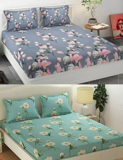 Glace Cotton Bedsheet Combo Pack 2 For Double Bed With 4 Pillow Covers