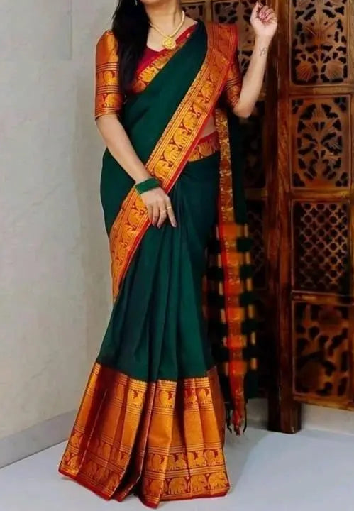 Design Bollywood Cotton Blend Saree Narayanpet Cotton Silk Saree