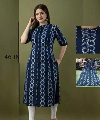 Stylish Ethnic Banita Sensational Beautifulkurti A-line Fancy 3/4 sleeves Designer long Rayon Princess Cut Beautiful Printed Straight Black Colour Latest New Design