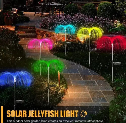 Jellyfish Solar Garden Lights | 7 Color LED Jellyfish Shape|Fiber Outdoor Pathway Waterproof Solar String Lights Decoration for Yard Garden | Balcony (Multi-Color) (Pack OF2)