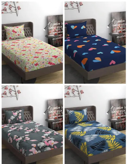 Combo Of 4 Single Bed sheet with Pillow cover