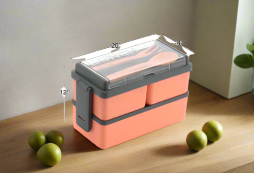 Combo of 2 Orange Lunch Box with Spoon and Fork Office School Collage 6 Containers Lunch Box (3000 ml)