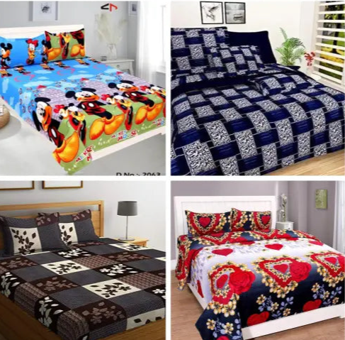 GALACE COTTON best Combo of 4 Double bed King size(90*90) bedsheets with 8 pillow covers