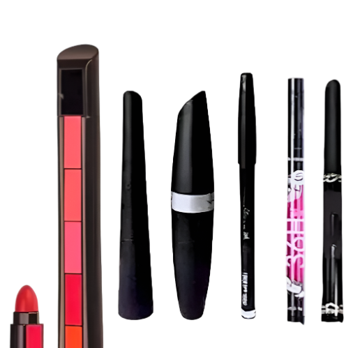 Combo of 5in1 red lipstick with 3in1 eyeliner mascara &36h eyeliner & kajal