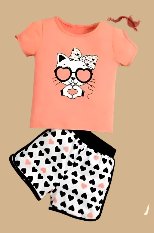 Girls Regular Fit T-Shirt and Shorts Set | Trendy Dress | Baby Girl Dress