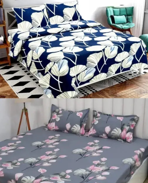 Glace Cotton Bedsheet Combo Pack 2 For Double Bed With 4 Pillow CoversGlace Cotton Bedsheet Combo Pack 2 For Double Bed With 4 Pillow Covers