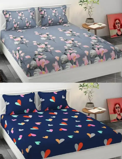 Glace Cotton Bedsheet Combo Pack 2 For Double Bed With 4 Pillow CoversGlace Cotton Bedsheet Combo Pack 2 For Double Bed With 4 Pillow CoversGlace Cotton Bedsheet Combo Pack 2 For Double Bed With 4 Pillow Covers